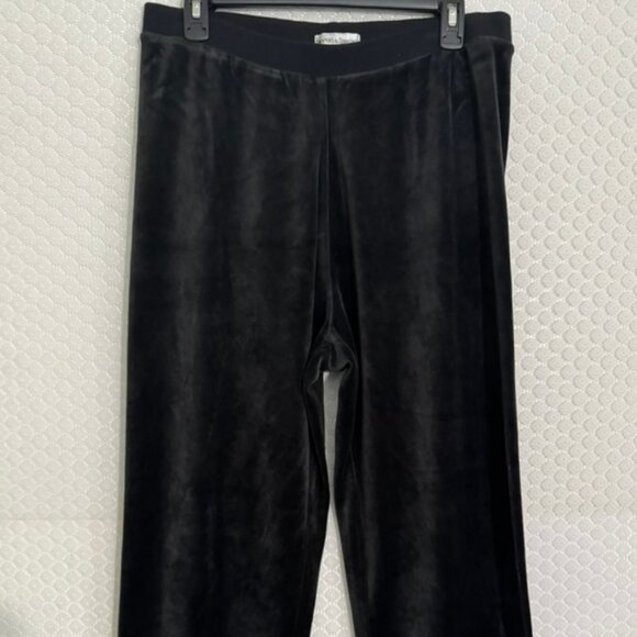 Draper & Damons Velour Black Stretch Pants - Relaxed Fit, Wide Leg  Size L - Picture 1 of 6